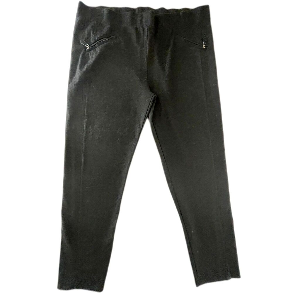 Ashley Blue Womens Black Stretchy Pants Straight Leg Ankle Size 2XL